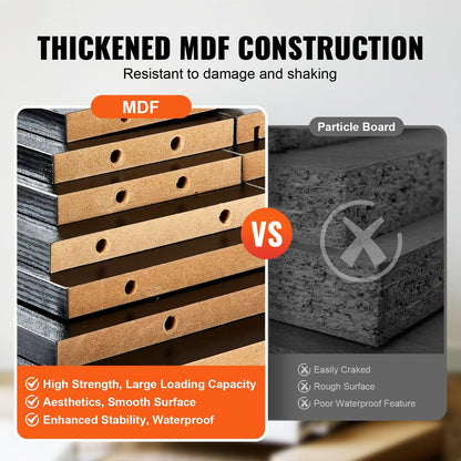 Wall-Mount Barber Station with 5 Holders & 2 Drawers, Matte Black Finish
