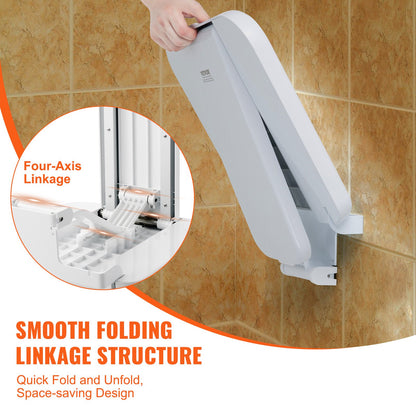 VEVOR Folding ABS Shower Seat, 15.7'' x 16.7'' Unfolded, Wall Mounted Fold Up Shower