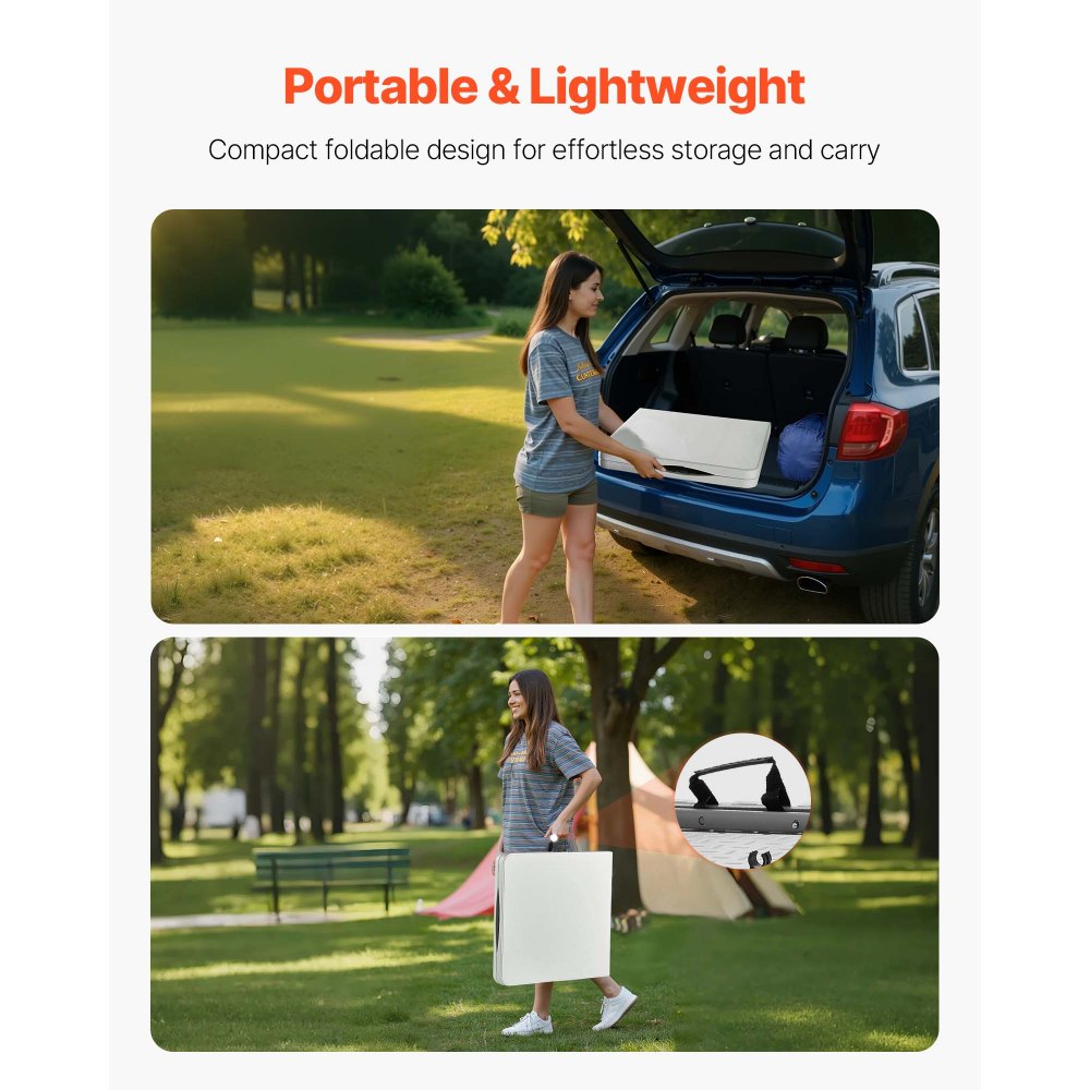 122cm Plastic Folding Table Portable Picnic Table Handle Indoor Outdoor