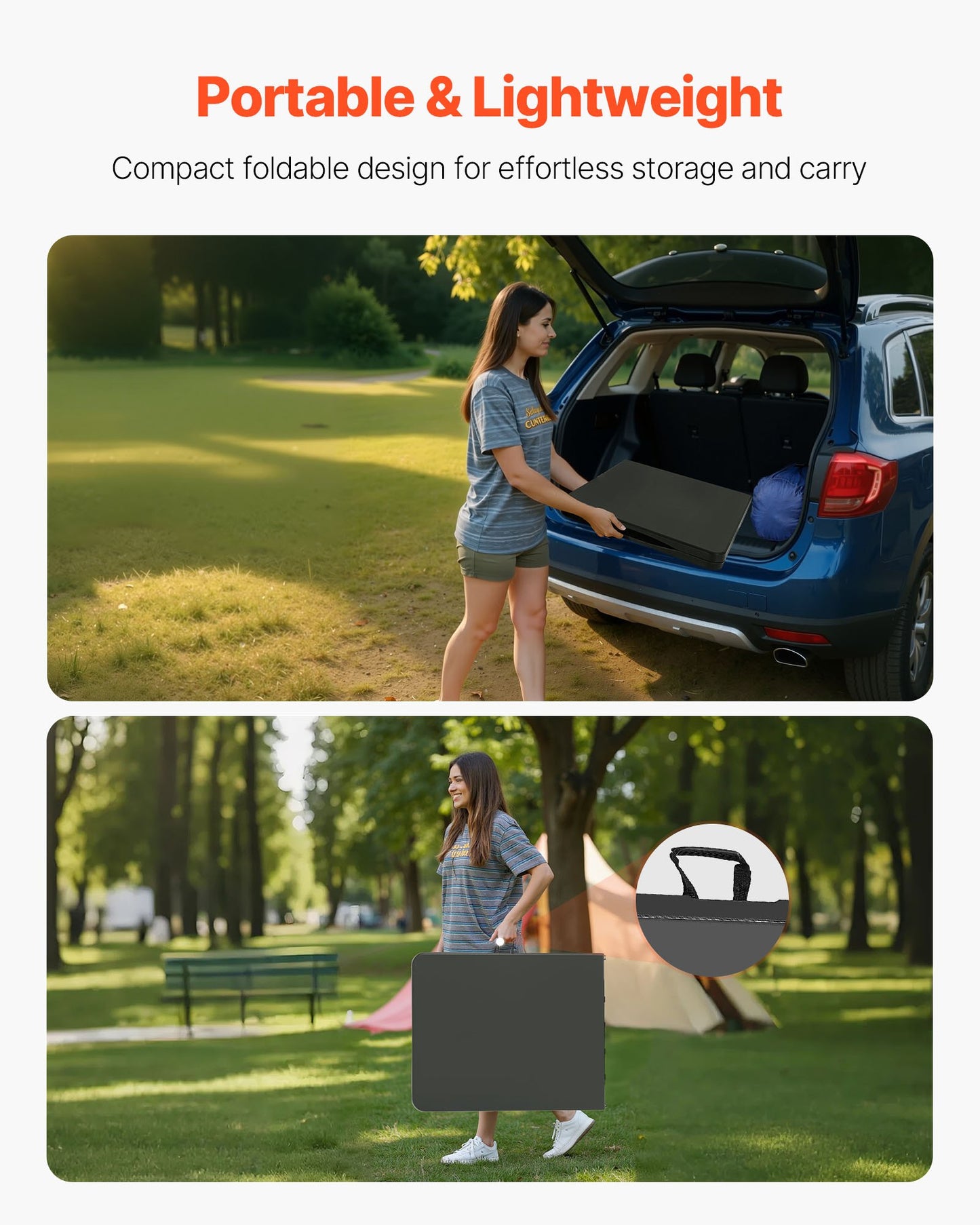 Folding Table, 6 Ft Heavy Duty Portable Fold-in-Half Utility Table, Indoor Outdoor Plastic Rectangle Table with Built in Handle, for Party, Dining, Wedding, Events, Picnic, Camping, Black