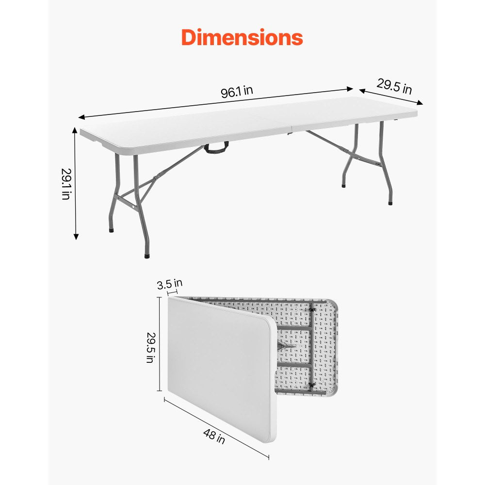 244cm Plastic Folding Table Portable Picnic Table Handle Indoor Outdoor
