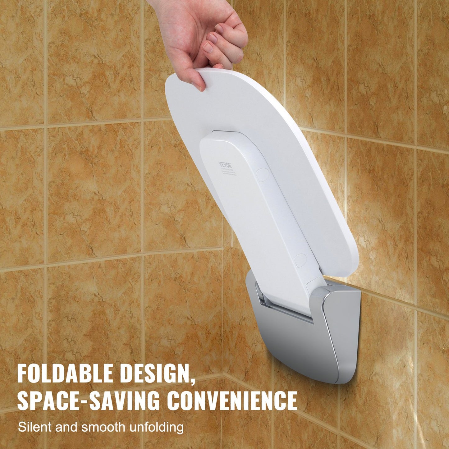 VEVOR Urea-formaldehyde Folding Shower Seat, 13.6'' x 12.8'' Unfolded, Wall Mounted