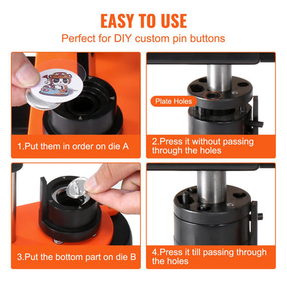VEVOR Button Maker Machine, 0.98 inch/25mm Pin Maker, Installation-Free Badge Punch