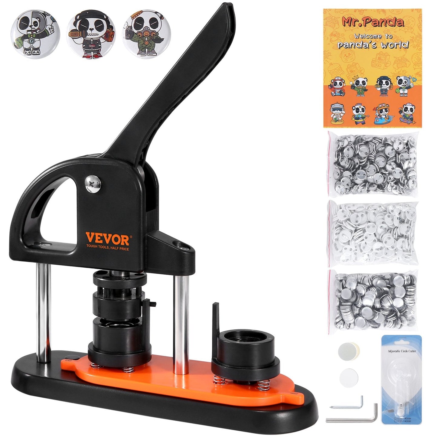 DIY Button Maker Kit, 25mm Pin Badge Punch with 500pcs Parts & Circle Cutter