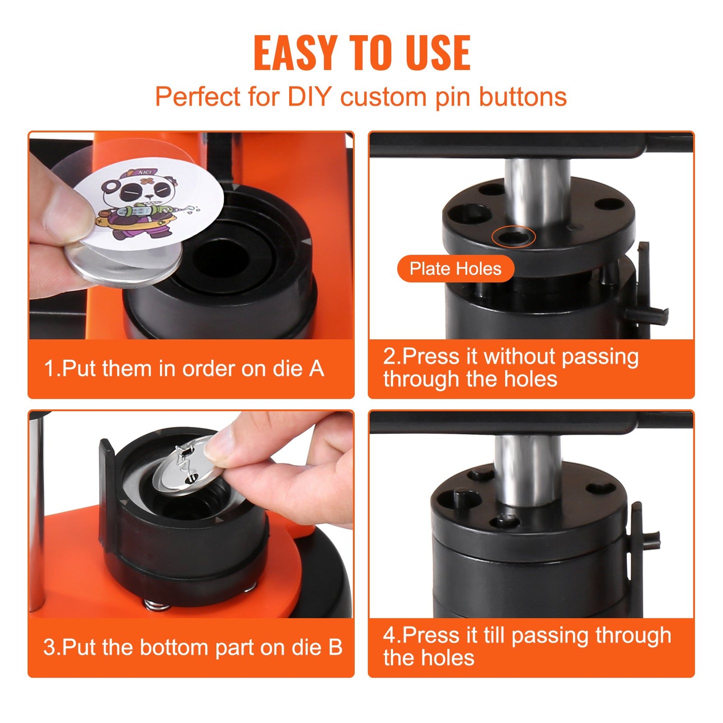VEVOR Button Maker Machine, 1.25 inch/32mm Pin Maker, Installation-Free Badge Punch
