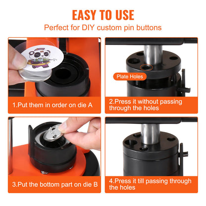 VEVOR Button Maker Machine, 1.25 inch/32mm Pin Maker, Installation-Free Badge Punch