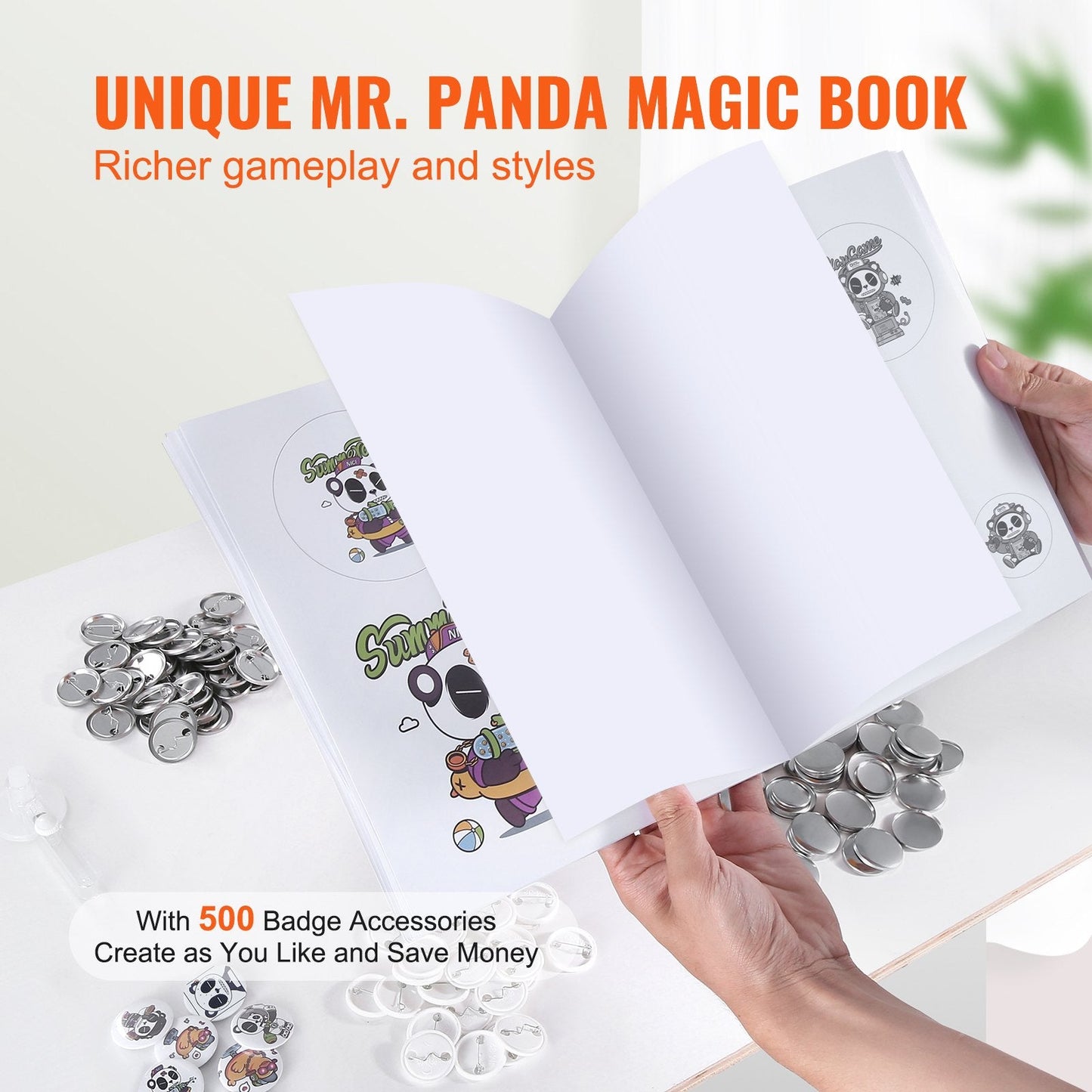 Installation-Free 32mm Badge Maker Kit with 500pcs Supplies and Circle Cutter