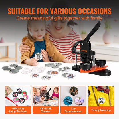 VEVOR Button Maker Machine, 2.28 inch/58mm Pin Maker, Installation-Free Badge Punch