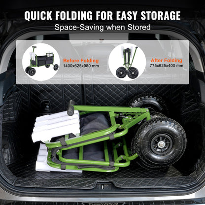VEVOR Beach Fishing Cart, 136kg Load Capacity, Foldable Fish and Marine Cart with
