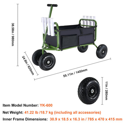 VEVOR Beach Fishing Cart, 136kg Load Capacity, Foldable Fish and Marine Cart with