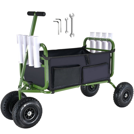 VEVOR Beach Fishing Cart, 136kg Load Capacity, Foldable Fish and Marine Cart with