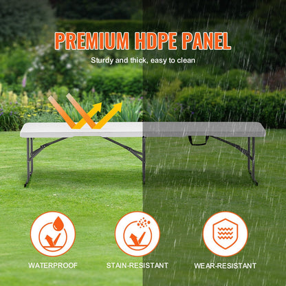 6-Foot Portable Folding Bench for Outdoor Picnic, Camping, and Garden, 7.36 kg