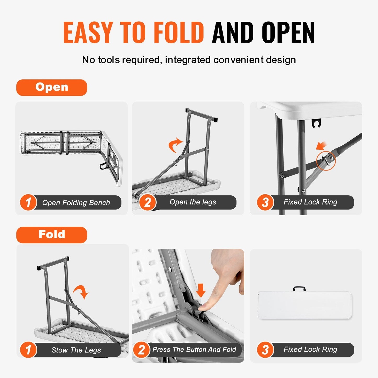 6-Foot Portable Folding Bench for Outdoor Picnic, Camping, and Garden, 7.36 kg