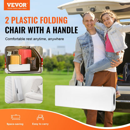 6-Foot Portable Plastic Folding Bench for Outdoor Picnic and Camping, Set of 2
