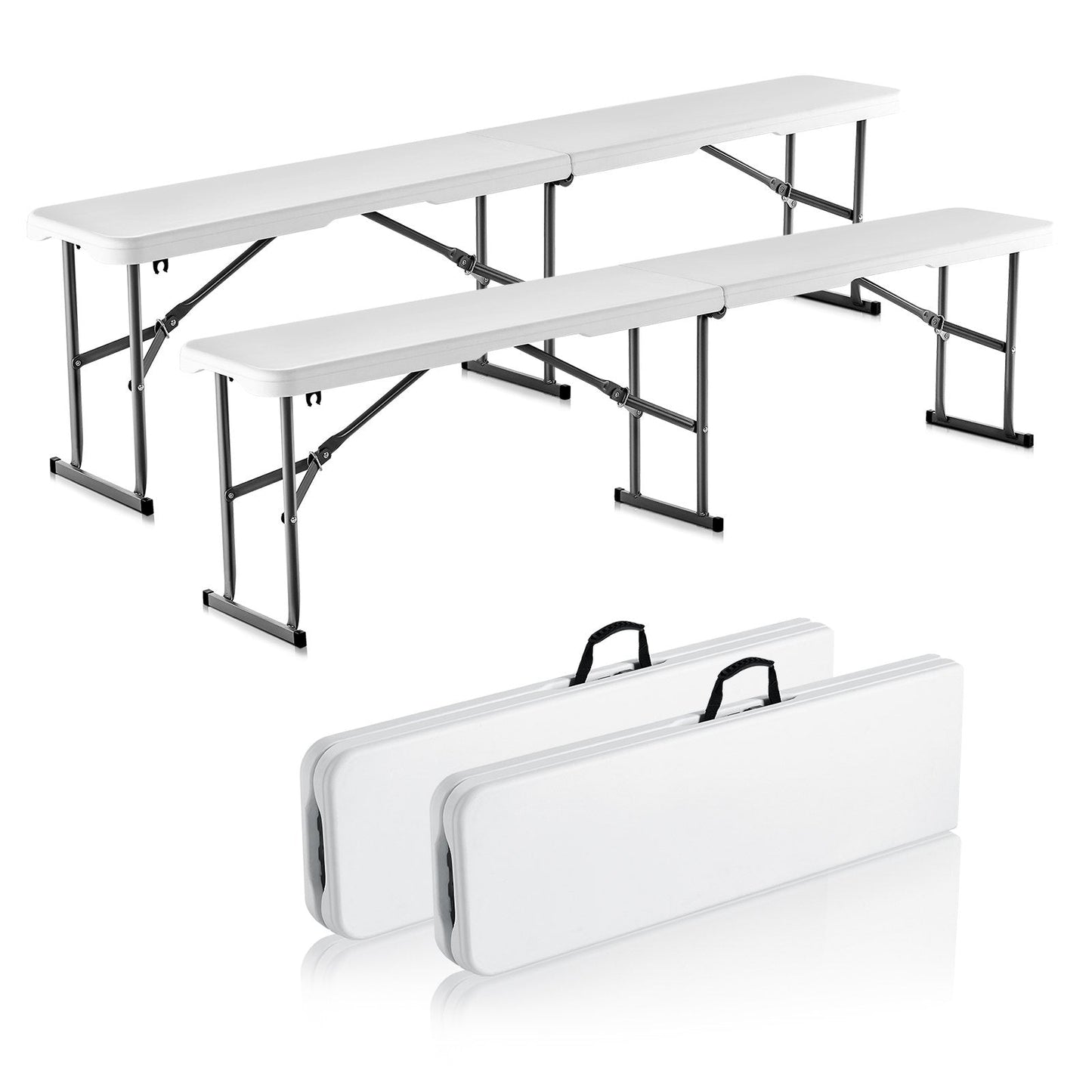 6-Foot Portable Plastic Folding Bench for Outdoor Picnic and Camping, Set of 2
