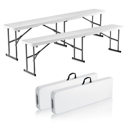 6-Foot Portable Plastic Folding Bench for Outdoor Picnic and Camping, Set of 2