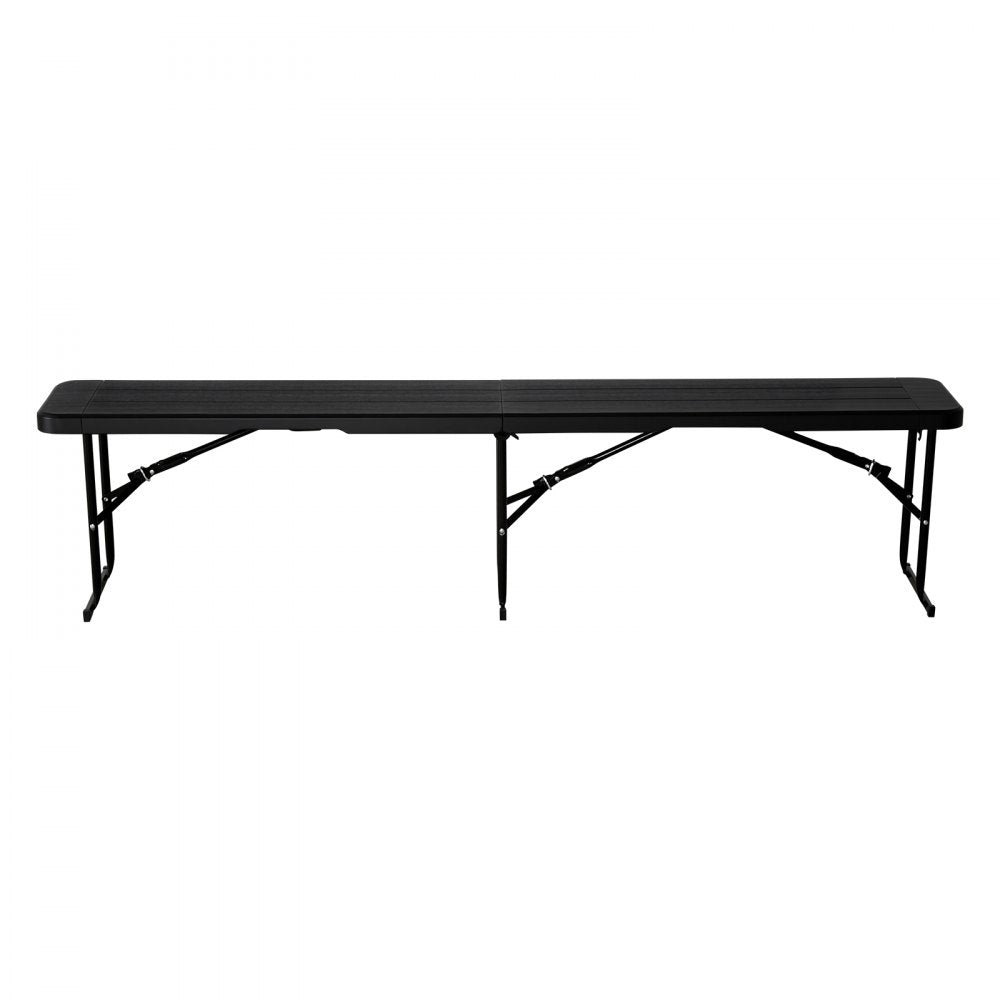 6FT Plastic Folding Bench 2 Pack Portable Outdoor Bench for Garden Black
