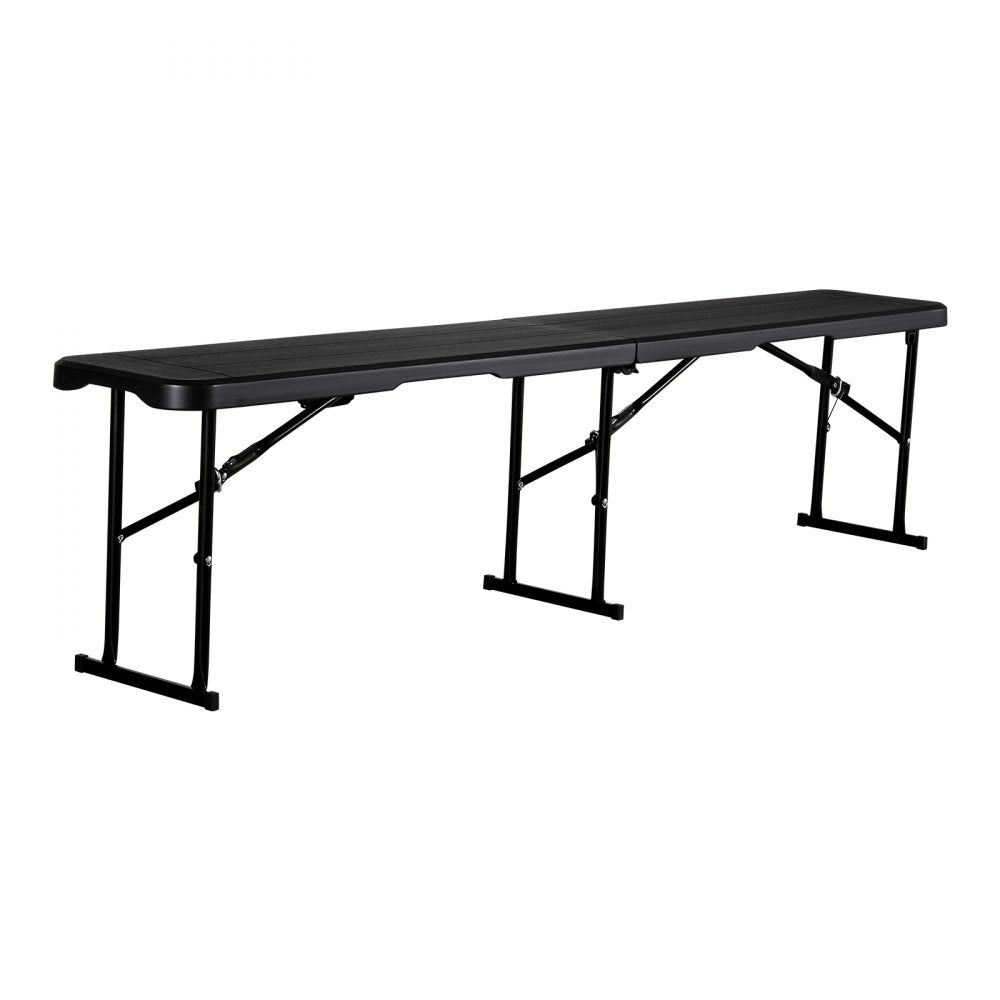 6FT Plastic Folding Bench 2 Pack Portable Outdoor Bench for Garden Black