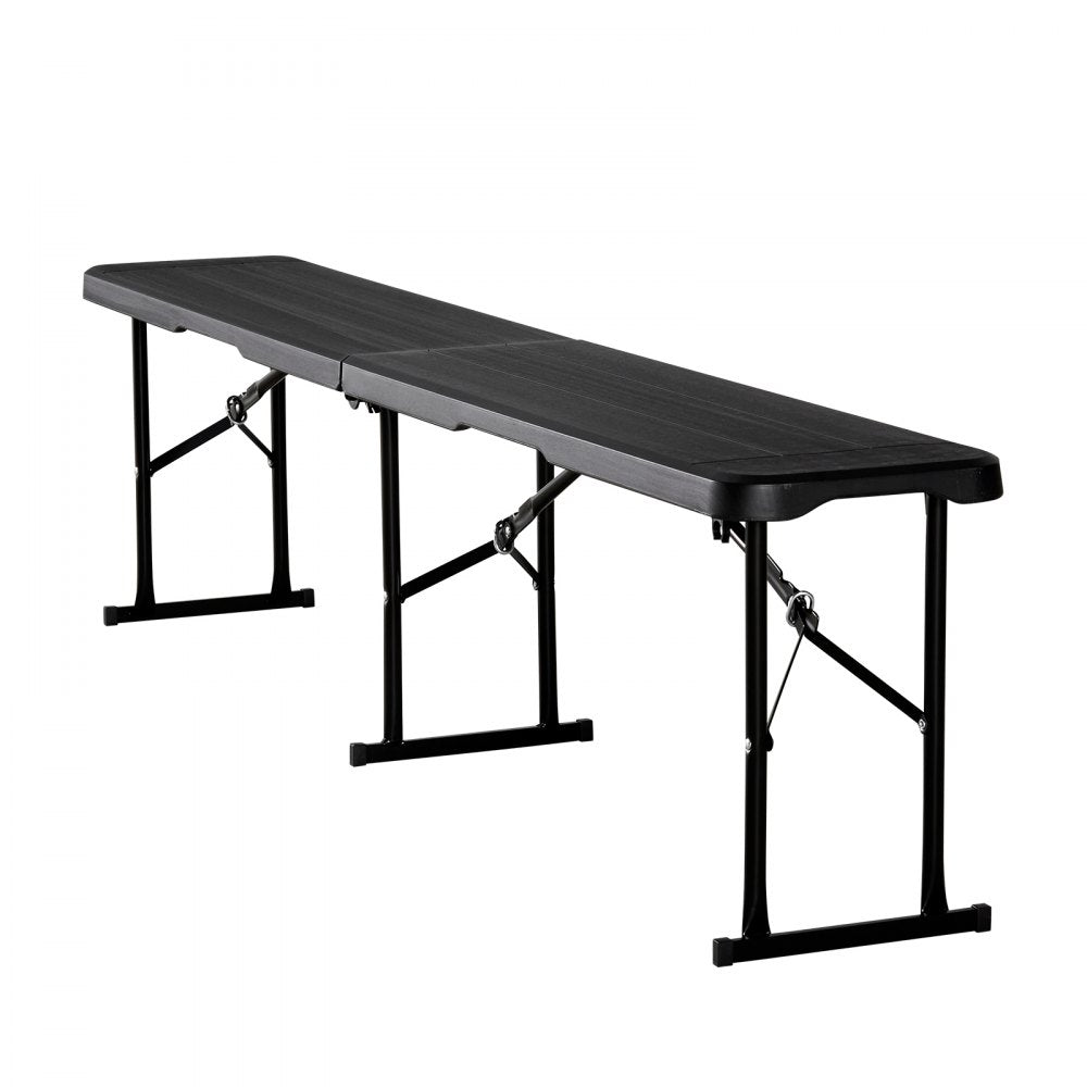 6FT Plastic Folding Bench 2 Pack Portable Outdoor Bench for Garden Black