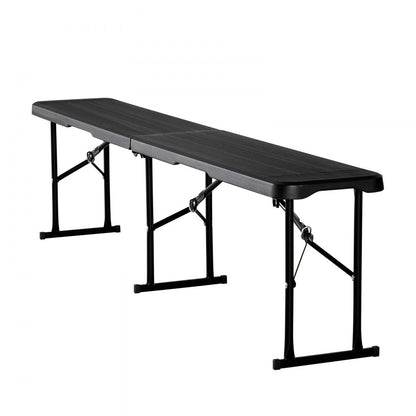 6FT Plastic Folding Bench 2 Pack Portable Outdoor Bench for Garden Black