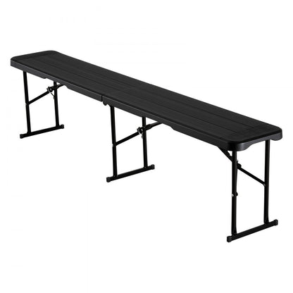 6FT Plastic Folding Bench 2 Pack Portable Outdoor Bench for Garden Black
