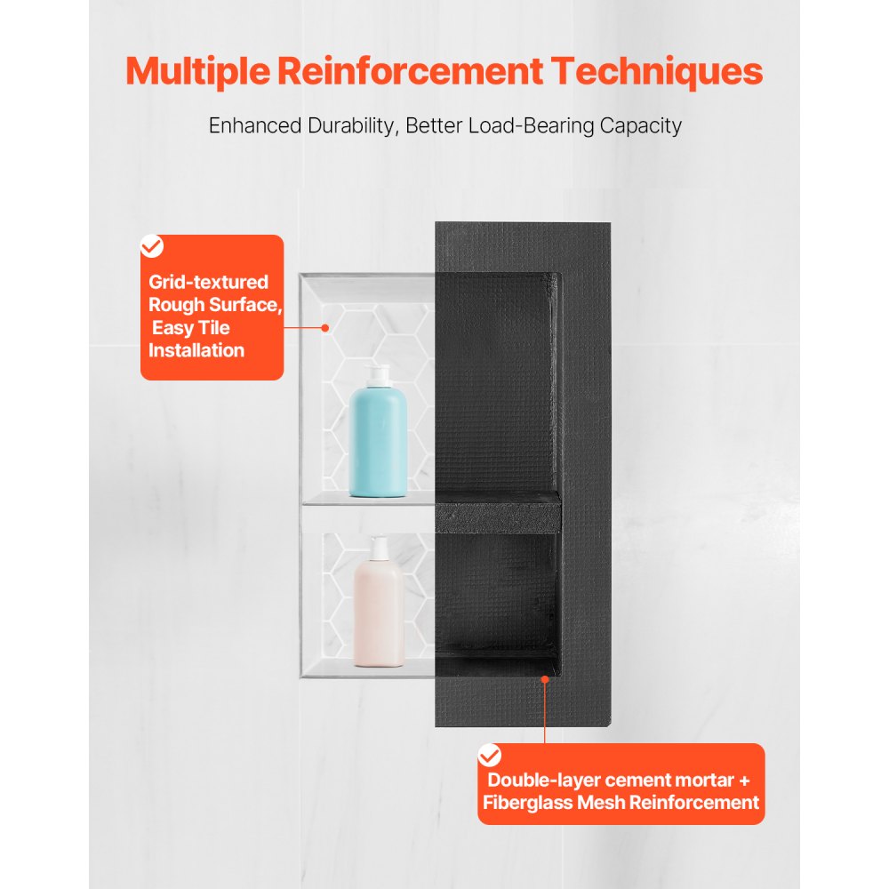 VEVOR Shower Niche 40.6 x 50.8 x 10.2 cm Recessed Wall Divider Shelf Bathroom