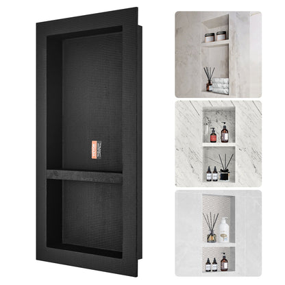 VEVOR Shower Niche Ready for Tile 40.64 x 81.28 cm, 16 x 32 inch Double Shelf Organizer,