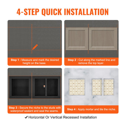 VEVOR Shower Niche 41x41 &50.8cm Triple Shelf Wall-inserted for Shower Bathroom