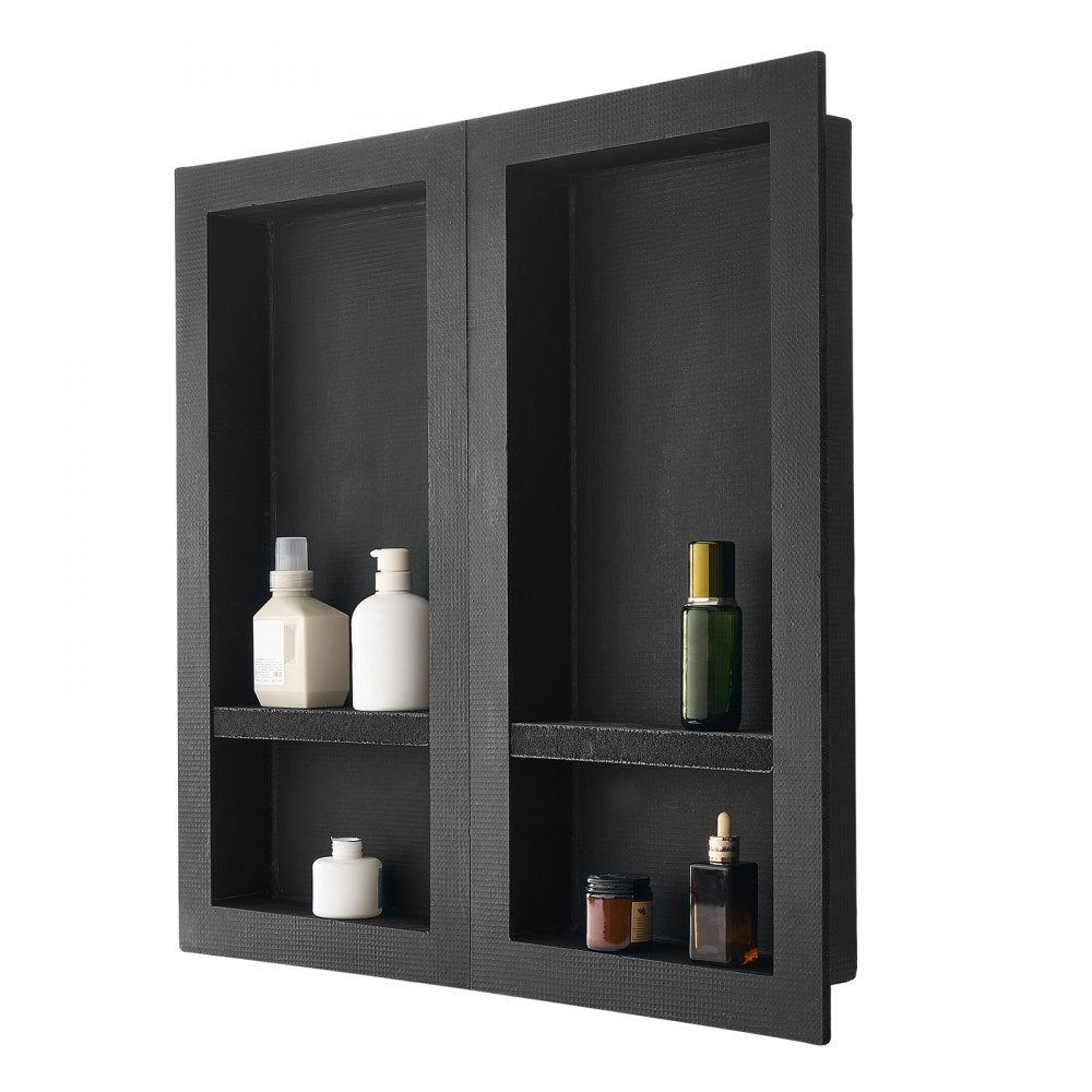 VEVOR Shower Niche 40.6 x 81.3 + 40.6 x 81.3 cm Recessed Wall Shelf Bathroom