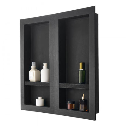 VEVOR Shower Niche 40.6 x 81.3 + 40.6 x 81.3 cm Recessed Wall Shelf Bathroom