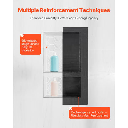 VEVOR Shower Niche 40.6 x 61+40.6 x 61 cm Recessed Wall Organizer Bathroom