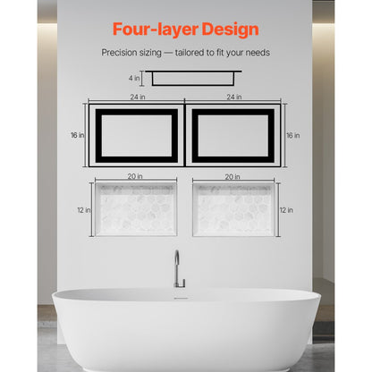 VEVOR Shower Niche 40.6 x 61+40.6 x 61 cm Recessed Wall Organizer Bathroom