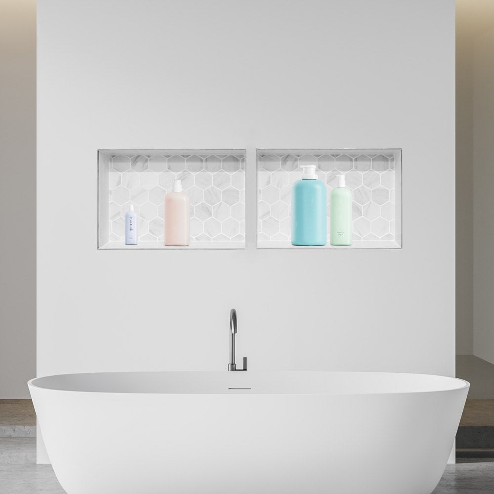 VEVOR Shower Niche 40.6 x 61+40.6 x 61 cm Recessed Wall Organizer Bathroom