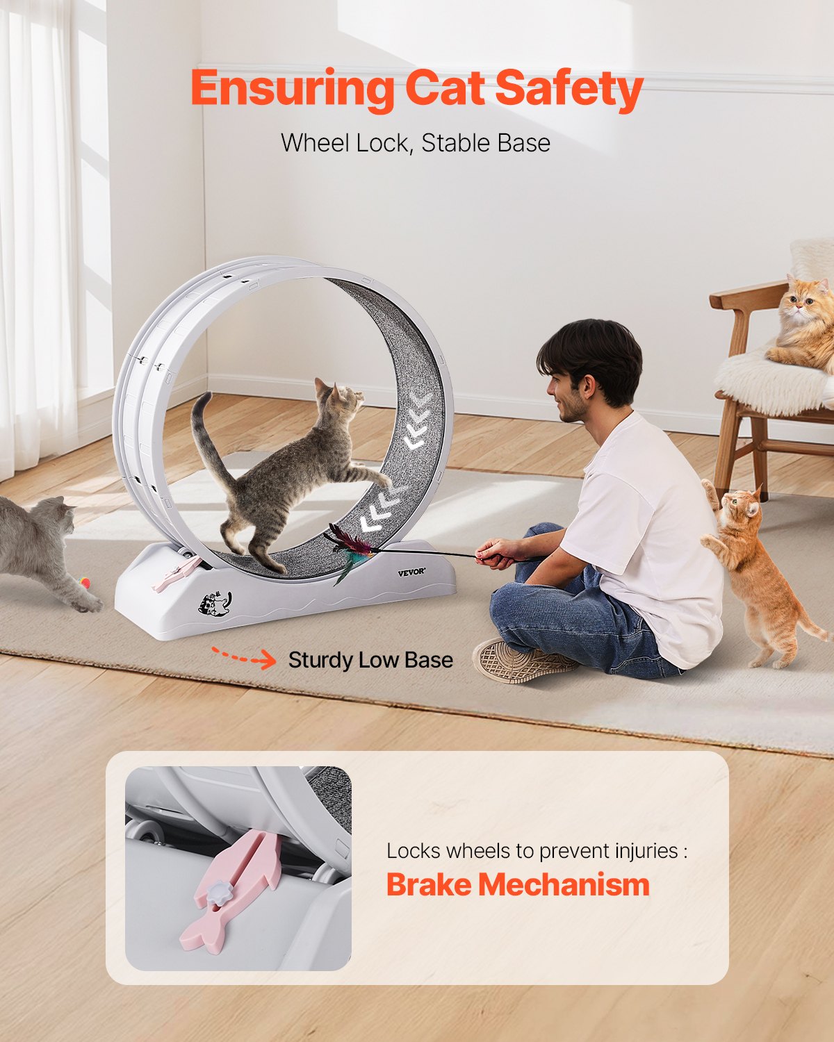 VEVOR Cat Exercise Wheel 31.5 in Large Indoor Cat Running Wheel Treadmill White