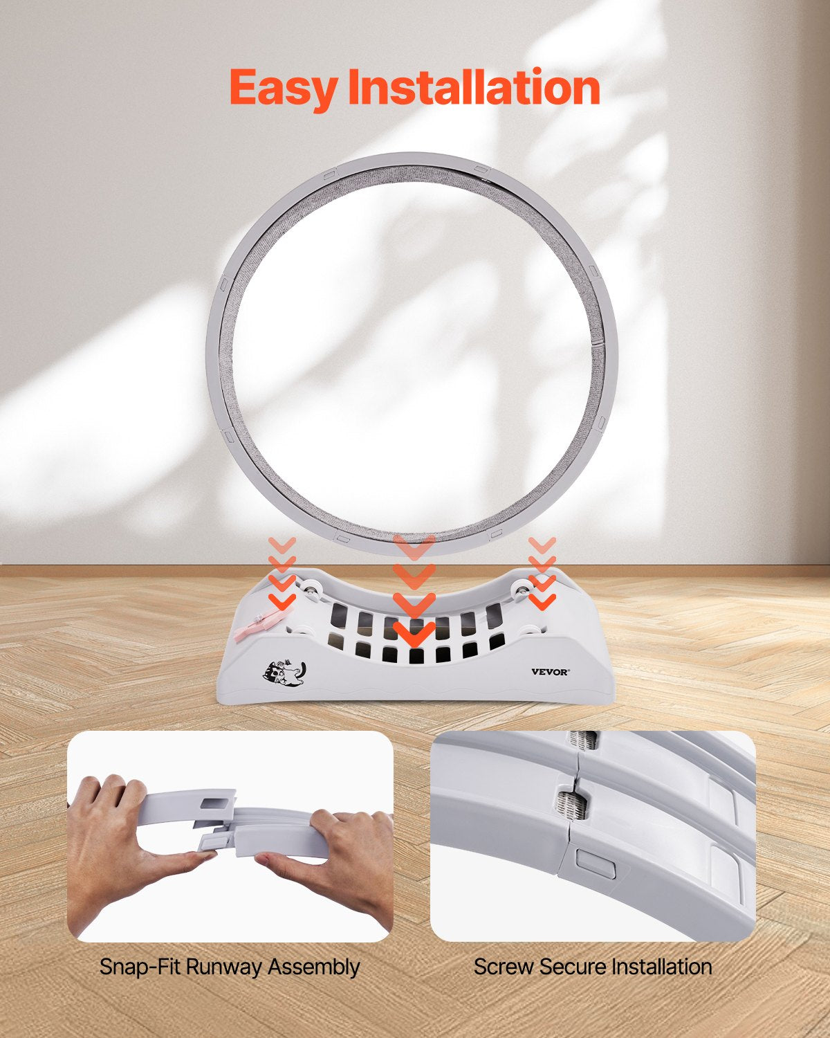 VEVOR Cat Exercise Wheel 31.5 in Large Indoor Cat Running Wheel Treadmill White