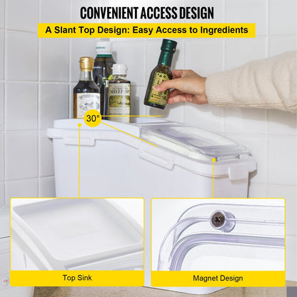 Large 50L Ingredient Storage Bin with Wheels, Lid, and Scoop for Kitchen Use