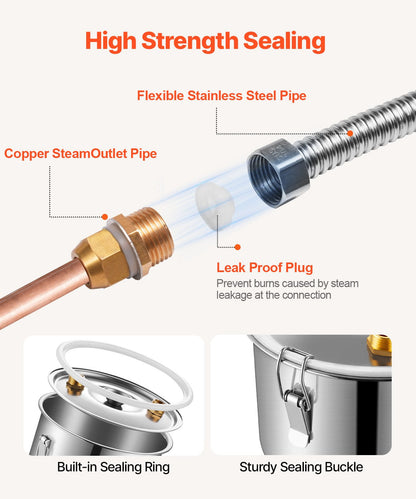 13.2 Gal Alcohol Distiller Kit with Thumper Keg and Water Pump, Stainless Steel