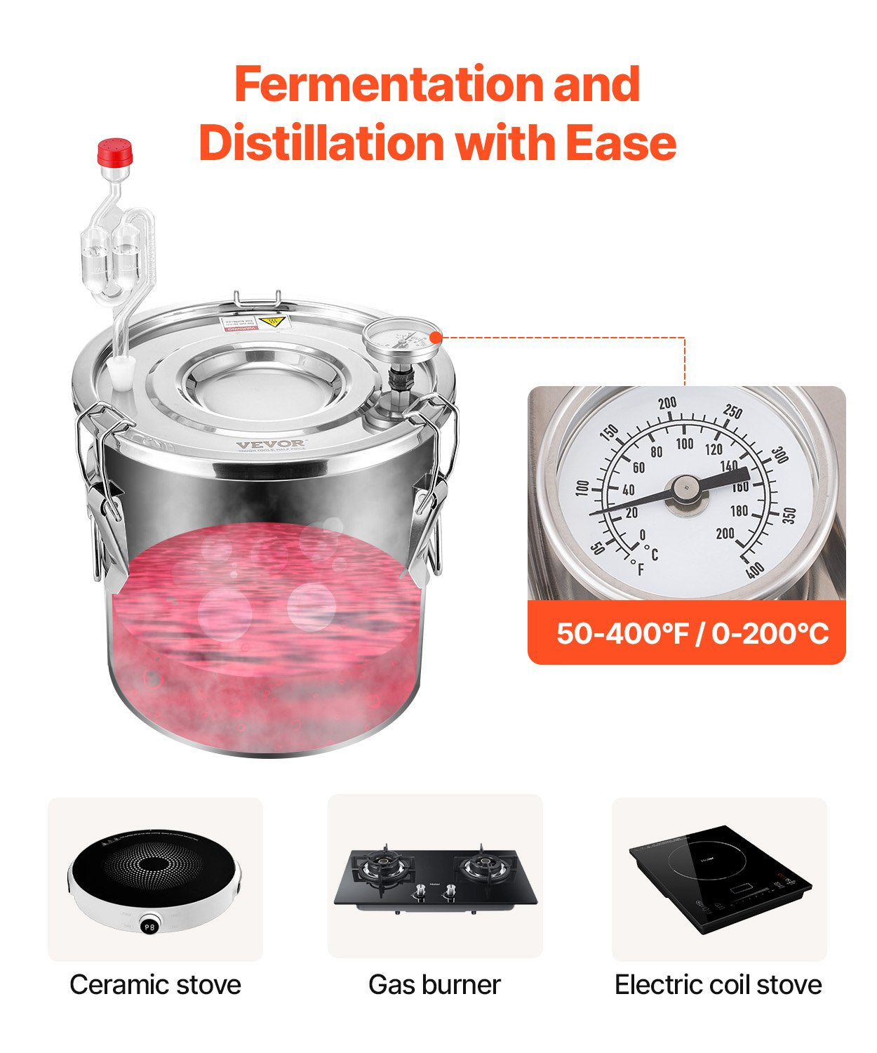 3-Gallon Alcohol Distiller Kit with Thumper Keg & 8W Pump, Stainless Steel