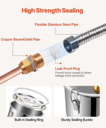 5Gal Alcohol Distiller Kit with Thumper Keg & Water Pump, Stainless Steel