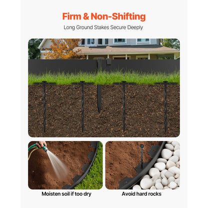 Landscape Edging 1000x10 cm L-Shaped Durable Plastic Garden Border No Dig