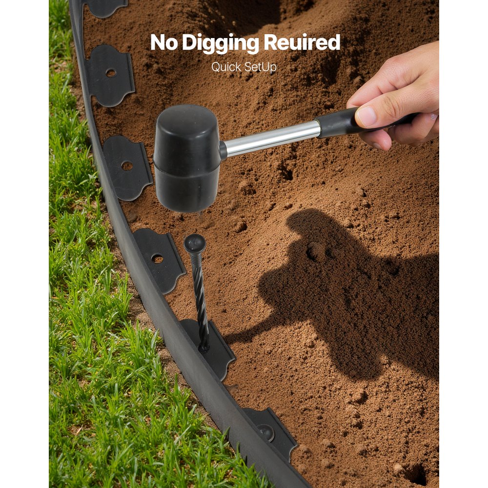 Landscape Edging 2000x10 cm L-Shaped Durable Plastic Garden Border No Dig