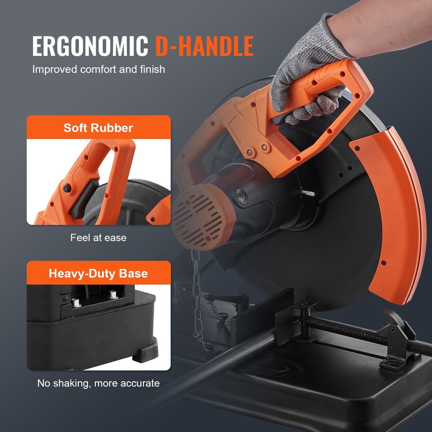 Abrasive Chop Saw with 0-45° Miter Adjust, 355mm Blade, 2300W, 3600RPM
