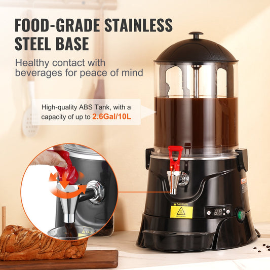 10L Electric Hot Chocolate Maker with Automatic Temperature Control, Black