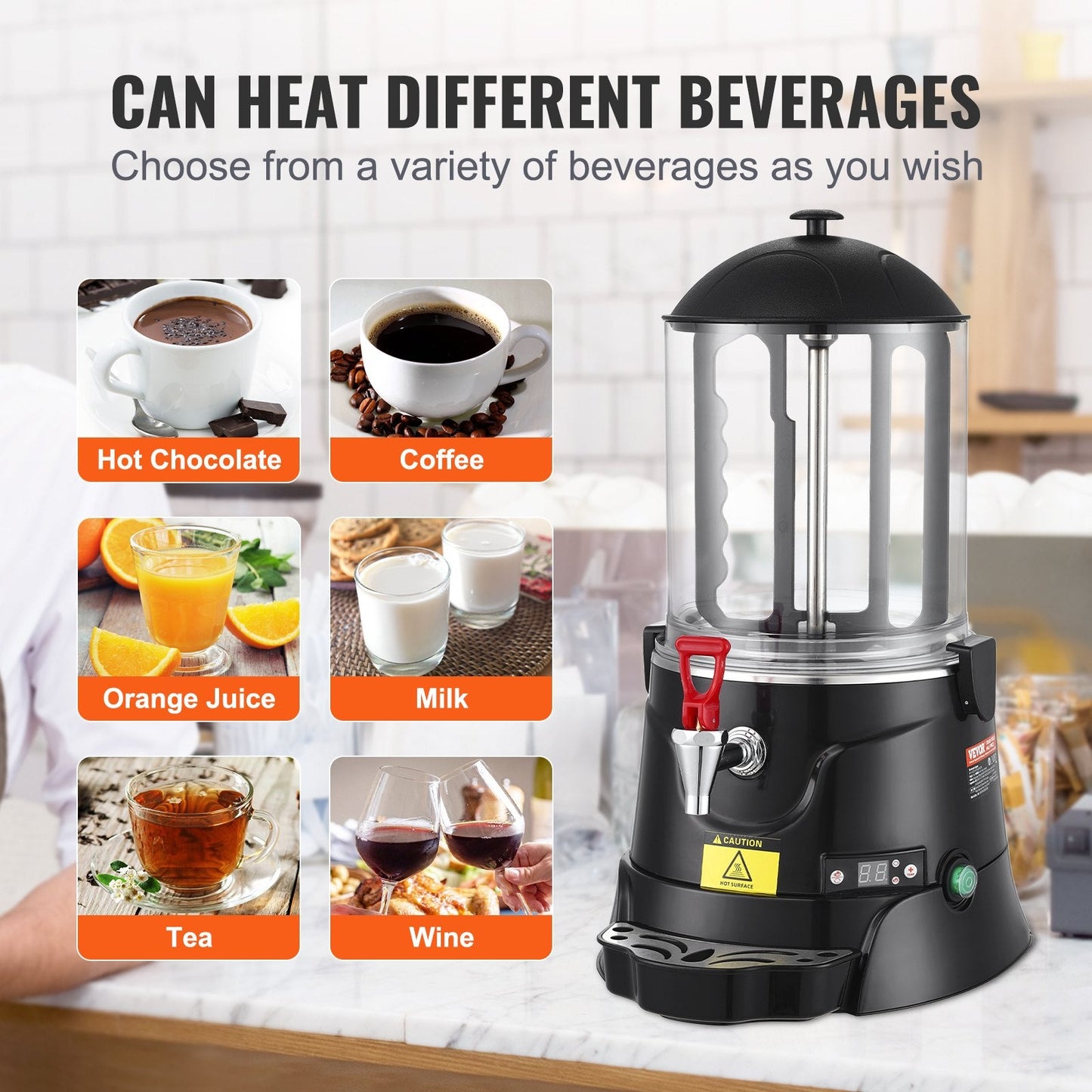 10L Electric Hot Chocolate Maker with Automatic Temperature Control, Black