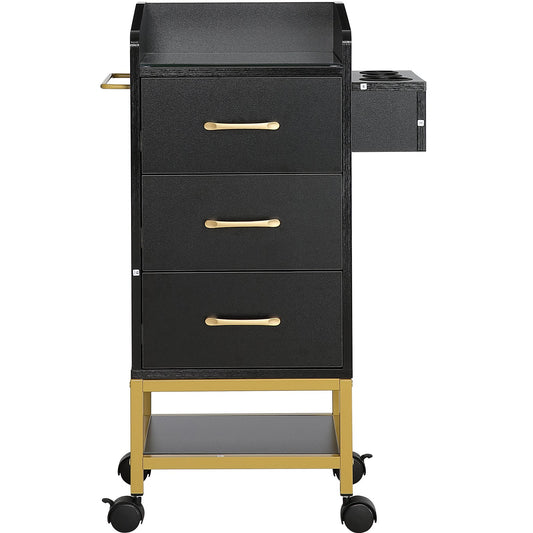 VEVOR Beauty Salon Storage Trolley Cart, Glass Top Hair Salon Station Cabinet for