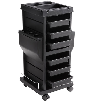 Lockable Beauty Salon Trolley Cart with 6 Removable Drawers & Tool Holder