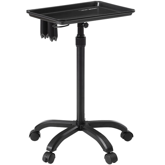 VEVOR Salon Tray Cart, 30"-43" Height Adjustable Rolling Salon Tray, Cold-rolled