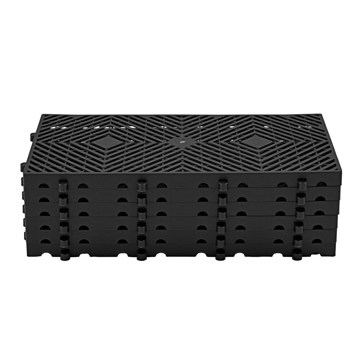 Plastic Pallets, 6 Pcs Plastic Pallets for Basement Storage, Nestable Lightweight Waterproof Storage Pad with Breathable Grid for Indoor Outdoor Supermarket Warehouse, 600 x 300 x 30 mm, Black