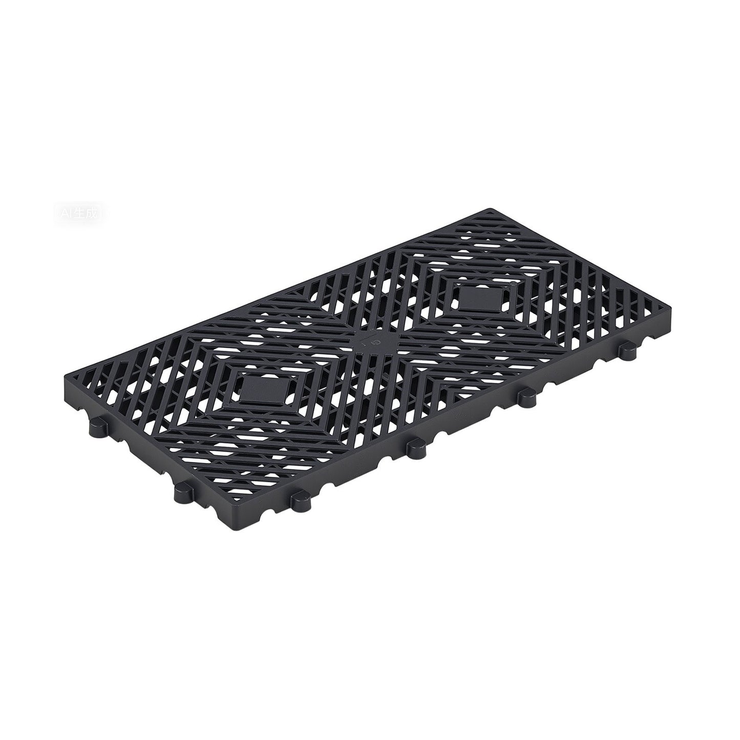 Plastic Pallets, 6 Pcs Plastic Pallets for Basement Storage, Nestable Lightweight Waterproof Storage Pad with Breathable Grid for Indoor Outdoor Supermarket Warehouse, 600 x 300 x 30 mm, Black