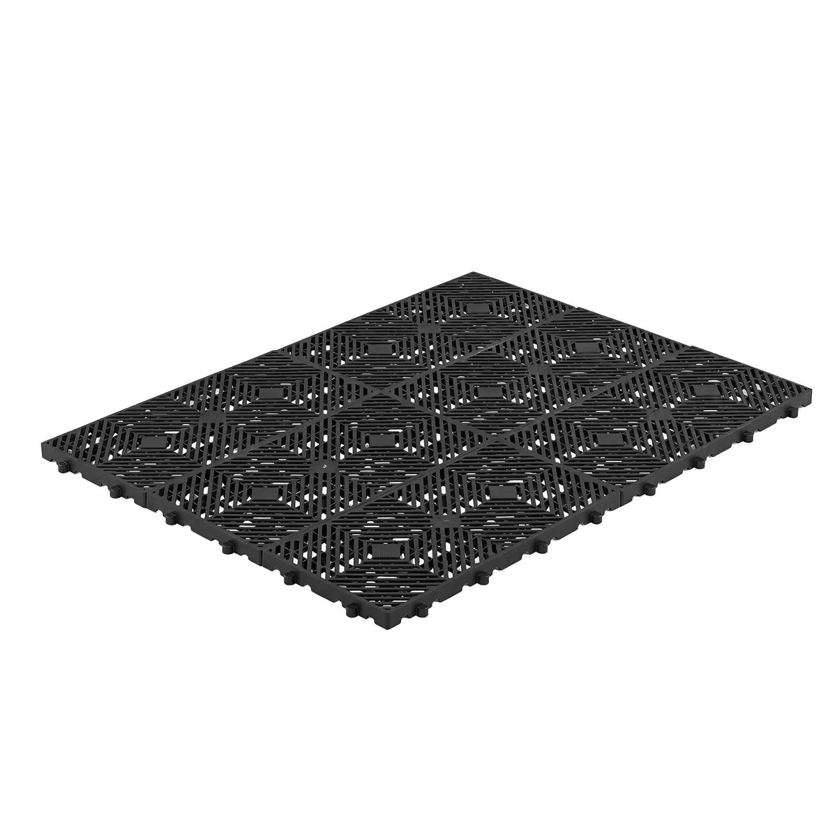 Plastic Pallets, 6 Pcs Plastic Pallets for Basement Storage, Nestable Lightweight Waterproof Storage Pad with Breathable Grid for Indoor Outdoor Supermarket Warehouse, 600 x 300 x 30 mm, Black